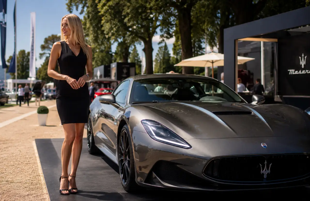 Exposition automobile de luxe en plein air